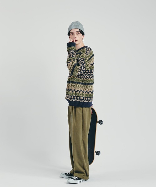 MUHET（ミュエータ）の「柄ジャガードニットプルオーバー（ニット/セーター・レディース・ネイビー/ボルドー・MEDIUM/X-LARGE）」の4枚目の写真