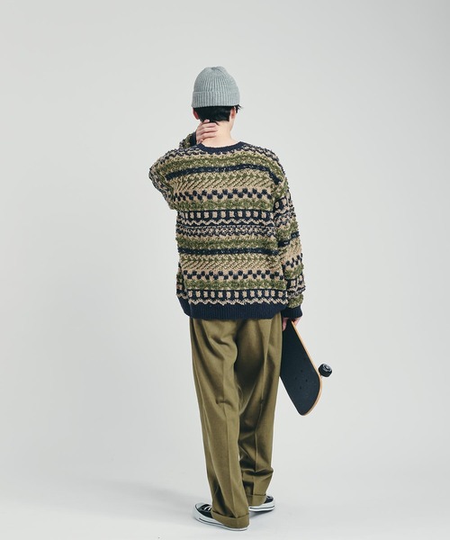 MUHET（ミュエータ）の「柄ジャガードニットプルオーバー（ニット/セーター・レディース・ネイビー/ボルドー・MEDIUM/X-LARGE）」の5枚目の写真