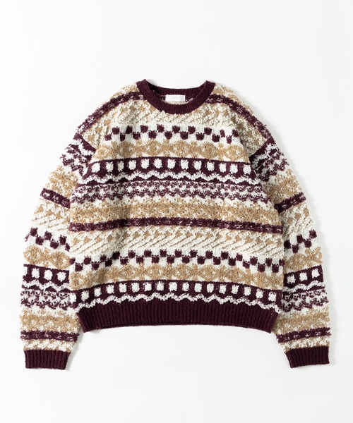 MUHET（ミュエータ）の「柄ジャガードニットプルオーバー（ニット/セーター・レディース・ネイビー/ボルドー・MEDIUM/X-LARGE）」の6枚目の写真