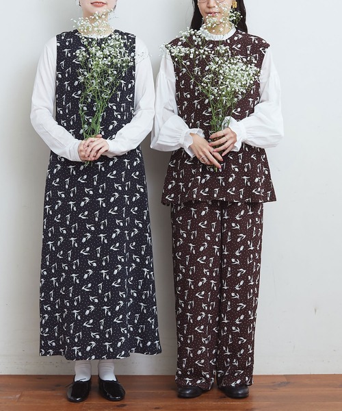 fig London　フィグ ロンドン　チューリップ　ロングワンピース　ブラウン fig London - フィグロンドン ニット ワンピース ロング リブ