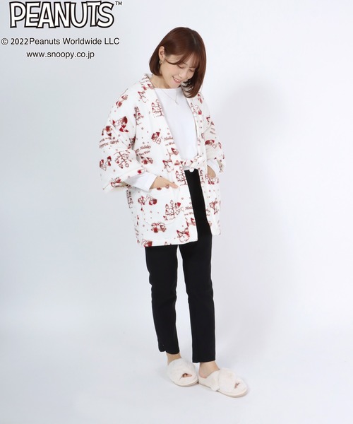 PEANUTS（ピーナッツ）の「PEANUTS SNOOPY（ピーナッツ スヌーピー）ボアフリース半纏/ちゃんちゃんこ（その他ルームウェア・レディース・オフホワイト/ピンク・FREE）」の20枚目の写真