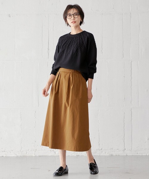 J.PRESS(ジェイプレス)の「【WEB限定・洗える】 EIGER CORD 求心編み ニット(ニット/セーター・レディース・ブラック系/黄土色系/ホワイト系/アイボリー系・T13/T15)」の12枚目の写真