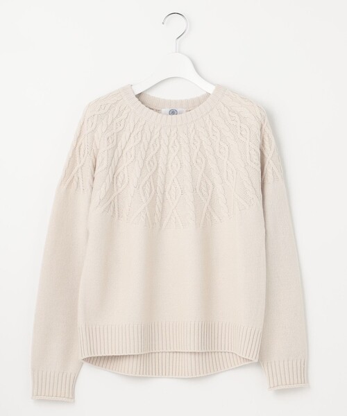 J.PRESS(ジェイプレス)の「【WEB限定・洗える】 EIGER CORD 求心編み ニット(ニット/セーター・レディース・ブラック系/黄土色系/ホワイト系/アイボリー系・T13/T15)」の14枚目の写真