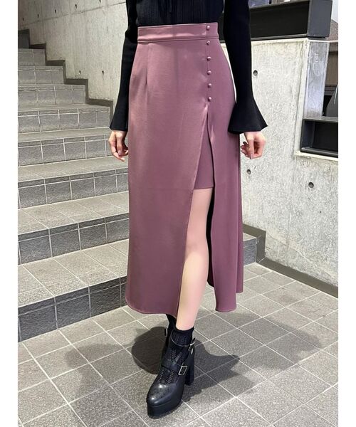 EATME(イートミー)の「ラップライクロングスカート(スカート・レディース・ブラック/ピンク/ベージュ・SMALL/MEDIUM)」の10枚目の写真