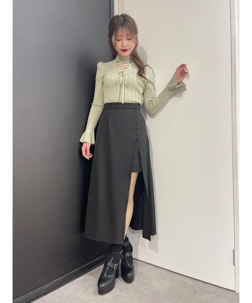 EATME(イートミー)の「ラップライクロングスカート(スカート・レディース・ブラック/ピンク/ベージュ・SMALL/MEDIUM)」の12枚目の写真