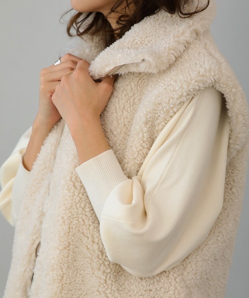 Bou Jeloud（ブージュルード）の「カーリーフェイクファージレ（ベスト・レディース・キャメル/ブルー/アイボリー・38）」の22枚目の写真