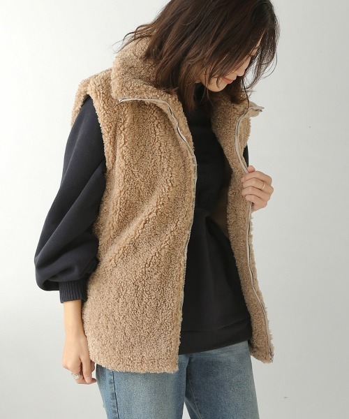 Bou Jeloud（ブージュルード）の「カーリーフェイクファージレ（ベスト・レディース・キャメル/ブルー/アイボリー・38）」の10枚目の写真