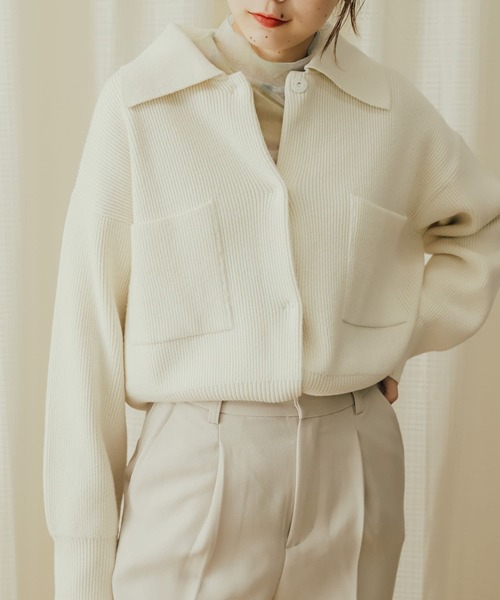 SENSE OF PLACE by URBAN RESEARCH(センスオブプレイスバイアーバンリサーチ)の「エリツキニットカーディガン(カーディガン/ボレロ・レディース・グレー/アイボリー/イエロー・ONE)」の5枚目の写真