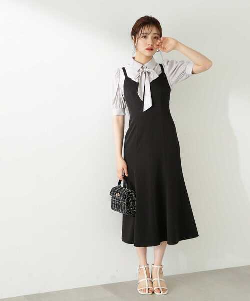 ビジュー✖️アシメキャミソールミディドレスbkL Amazon | [フレイ