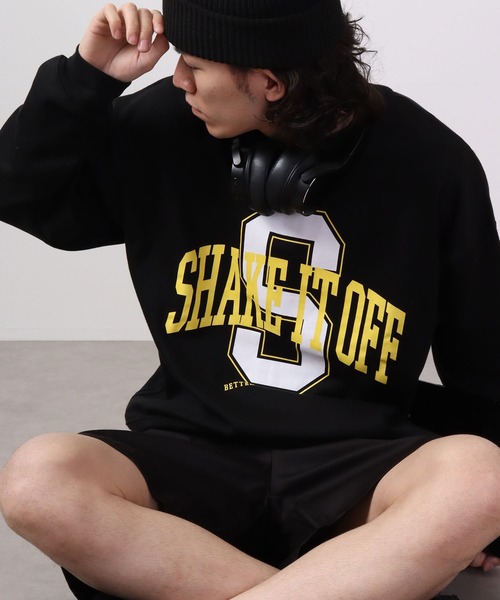 MODISH GAZE(モディシュガゼ)の「MODISH GAZE 裏毛 クルーネック 長袖 スウェット カレッジS(スウェット・メンズ・グリーン/オフホワイト/ブラック・M/L)」の2枚目の写真