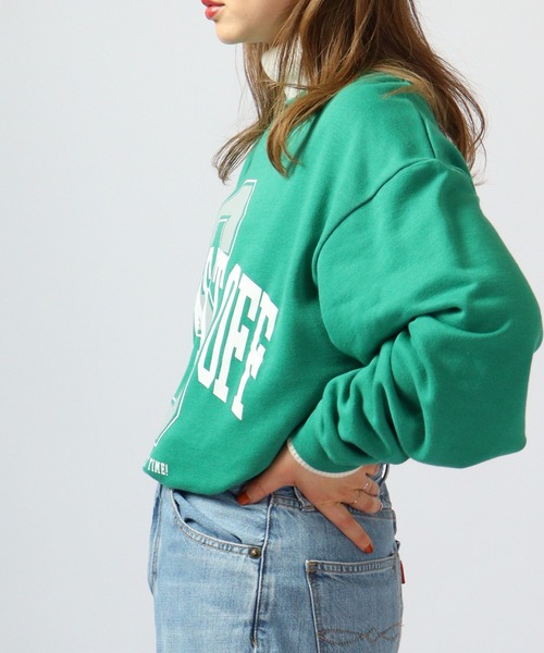 MODISH GAZE(モディシュガゼ)の「MODISH GAZE 裏毛 クルーネック 長袖 スウェット カレッジS(スウェット・メンズ・グリーン/オフホワイト/ブラック・M/L)」の15枚目の写真