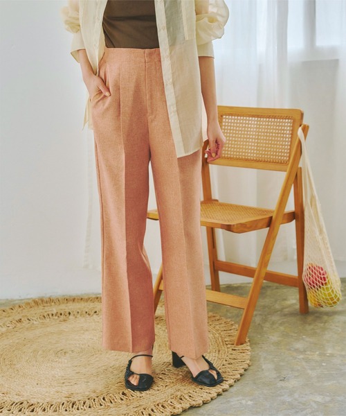 titivate(ティティベイト)の「リネンライクハイウエストセミワイドパンツ(その他パンツ・レディース・ライトブルー/アイボリー/イエロー/オレンジ/ライトグリーン・S/M/L)」の1枚目の写真