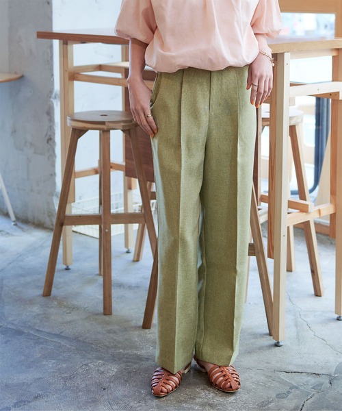 titivate(ティティベイト)の「リネンライクハイウエストセミワイドパンツ(その他パンツ・レディース・ライトブルー/アイボリー/イエロー/オレンジ/ライトグリーン・S/M/L)」の3枚目の写真