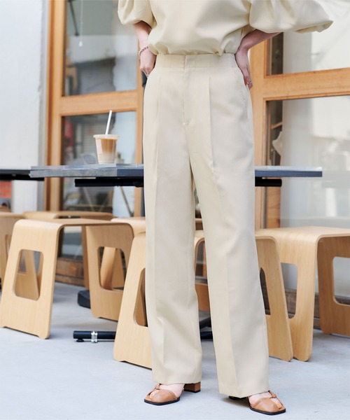 titivate(ティティベイト)の「リネンライクハイウエストセミワイドパンツ(その他パンツ・レディース・ライトブルー/アイボリー/イエロー/オレンジ/ライトグリーン・S/M/L)」の2枚目の写真