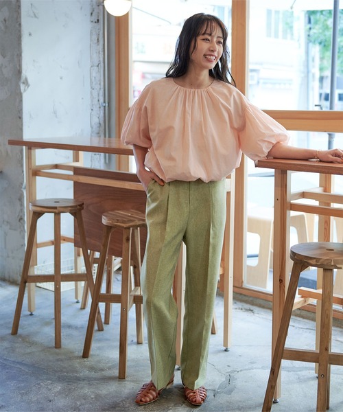 titivate(ティティベイト)の「リネンライクハイウエストセミワイドパンツ(その他パンツ・レディース・ライトブルー/アイボリー/イエロー/オレンジ/ライトグリーン・S/M/L)」の13枚目の写真