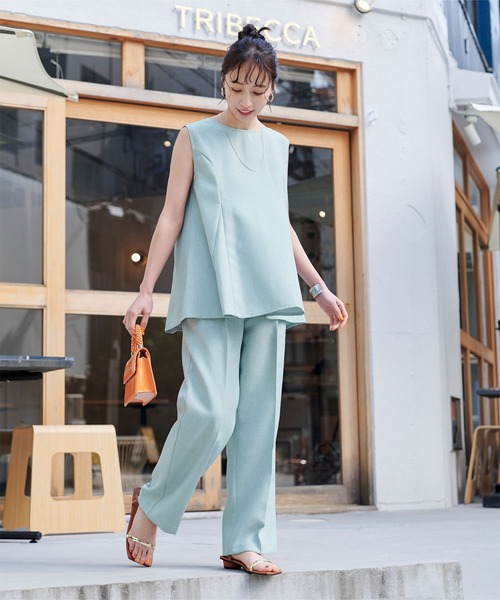 titivate(ティティベイト)の「リネンライクハイウエストセミワイドパンツ(その他パンツ・レディース・ライトブルー/アイボリー/イエロー/オレンジ/ライトグリーン・S/M/L)」の15枚目の写真