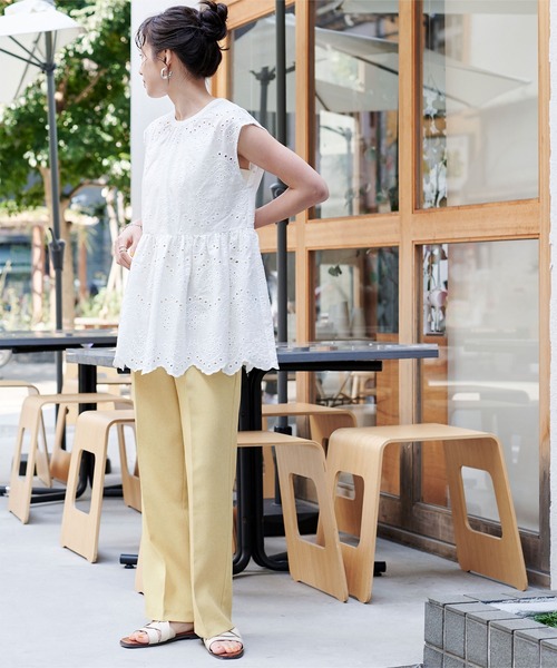 titivate(ティティベイト)の「リネンライクハイウエストセミワイドパンツ(その他パンツ・レディース・ライトブルー/アイボリー/イエロー/オレンジ/ライトグリーン・S/M/L)」の17枚目の写真