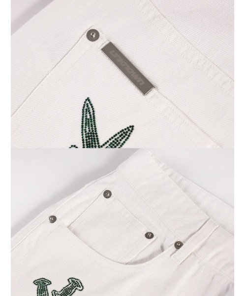 UNKNOWN LONDON（アンノウン・ロンドン）の「【UNKNOWN LONDON/アンノウン ロンドン】AW22 UNKNOWN DAGGER RHINESTONE DENIM/ ラインストーン ダガークロス デニムパンツ（デニムパンツ・メンズ・ホワイト/ブラック・L/M）」の10枚目の写真