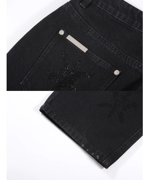 UNKNOWN LONDON（アンノウン・ロンドン）の「【UNKNOWN LONDON/アンノウン ロンドン】AW22 UNKNOWN DAGGER RHINESTONE DENIM/ ラインストーン ダガークロス デニムパンツ（デニムパンツ・メンズ・ホワイト/ブラック・L/M）」の19枚目の写真