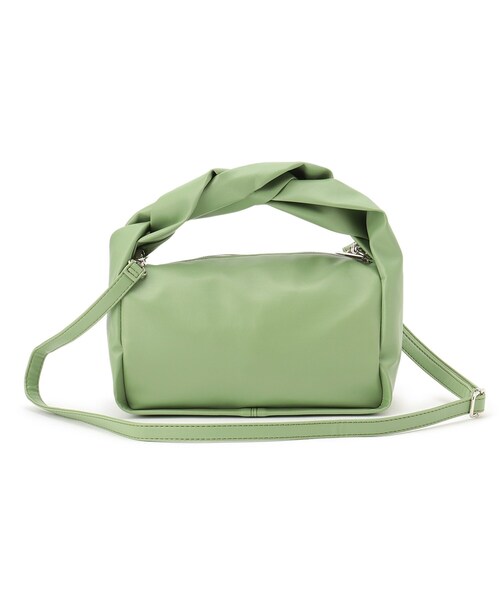 SHOO・LA・RUE（シューラルー）の「◆【2WAY】ひねりハンドルボックストートバッグ（トートバッグ・レディース・ブラック/ダークグリーン/ベージュ・00）」の6枚目の写真