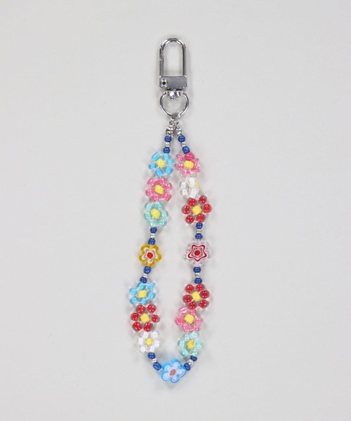 SPINNS（スピンズ）の「カラフルフラワーモチーフ ビーズキーホルダー