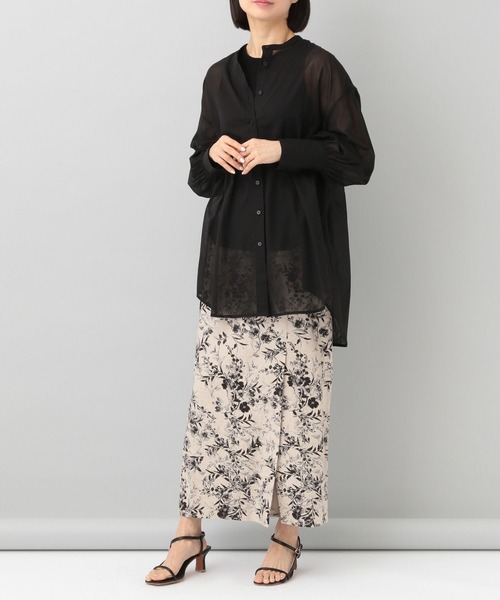 A part by（アパートバイ）の「バンドカラーシアーシャツ_長袖（シャツ/ブラウス・レディース・ブラック/オフホワイト/ライトイエロー・FREE）」の22枚目の写真