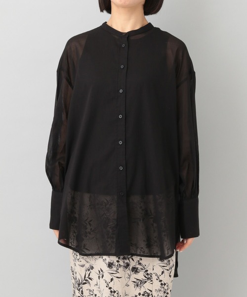 A part by（アパートバイ）の「バンドカラーシアーシャツ_長袖（シャツ/ブラウス・レディース・ブラック/オフホワイト/ライトイエロー・FREE）」の14枚目の写真