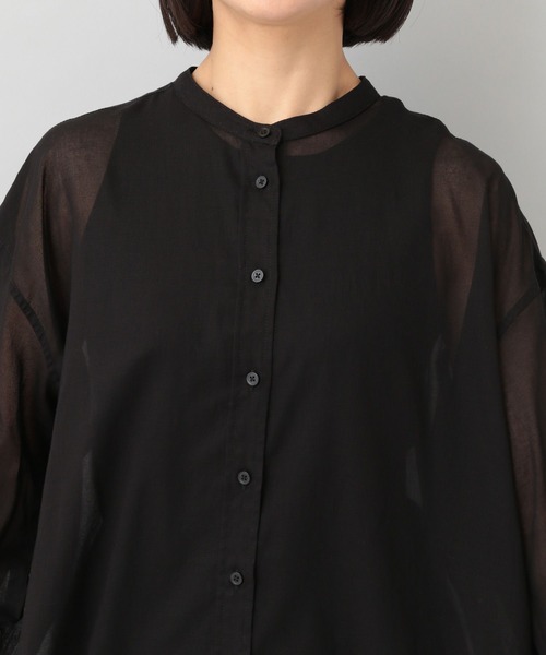 A part by（アパートバイ）の「バンドカラーシアーシャツ_長袖（シャツ/ブラウス・レディース・ブラック/オフホワイト/ライトイエロー・FREE）」の7枚目の写真