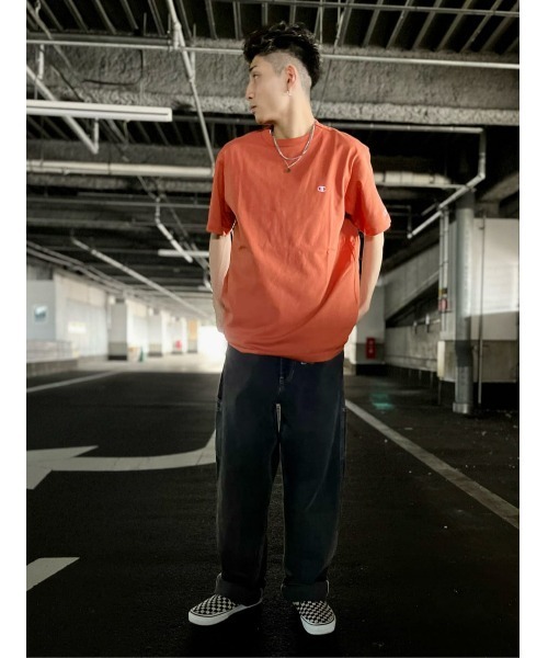 Champion(チャンピオン)の「Champion(チャンピオン)ワンポイント無地半袖Tシャツ(Tシャツ/カットソー・メンズ・ホワイト/ブラック/グレー/オリーブ/ベージュ/レンガ・M/S/XL/L)」の18枚目の写真
