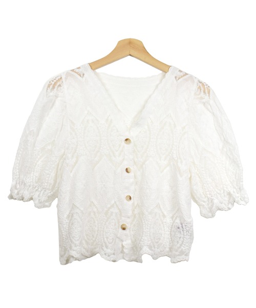 Felt-Maglietta（フェルトマリエッタ）の「総レースバルーンスリーブカーディガン（カーディガン/ボレロ・レディース・アイボリー/ホワイト・FREE）」の10枚目の写真