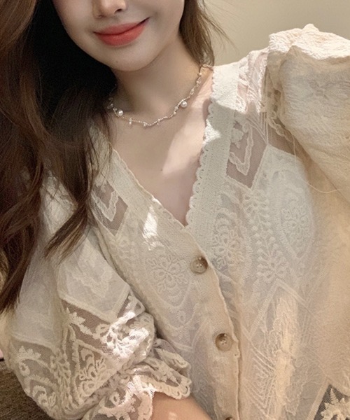 Felt-Maglietta（フェルトマリエッタ）の「総レースバルーンスリーブカーディガン（カーディガン/ボレロ・レディース・アイボリー/ホワイト・FREE）」の13枚目の写真