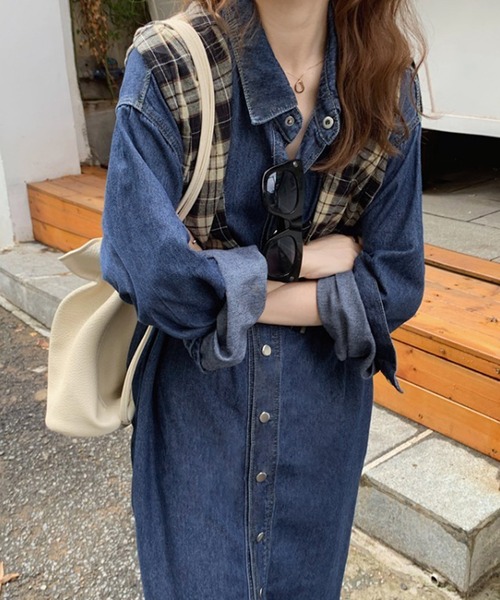 SETUP7（セットアップセブン）の「【SETUP7】ストレートデニムシャツワンピース SCCH329（シャツワンピース・レディース・ブルー・FREE）」の5枚目の写真