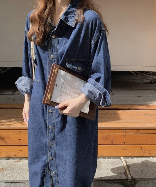 SETUP7（セットアップセブン）の「【SETUP7】ストレートデニムシャツワンピース SCCH329（シャツワンピース・レディース・ブルー・FREE）」の3枚目の写真
