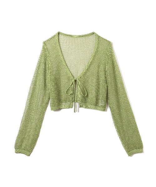 Ada.（エイダ）の「【新色追加】トレンドのショート丈 透かし編みニット メッシュ クロップド カーディガン トップス（カーディガン/ボレロ・レディース・ブラウン/ライトグリーン/アイボリー/ホワイト/ブラック/ナチュラル/ブルー系その他/ダークベージュ/グレー・FREE）」の18枚目の写真