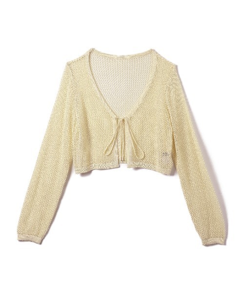 Ada.（エイダ）の「【新色追加】トレンドのショート丈 透かし編みニット メッシュ クロップド カーディガン トップス（カーディガン/ボレロ・レディース・ブラウン/ライトグリーン/アイボリー/ホワイト/ブラック/ナチュラル/ブルー系その他/ダークベージュ/グレー・FREE）」の16枚目の写真