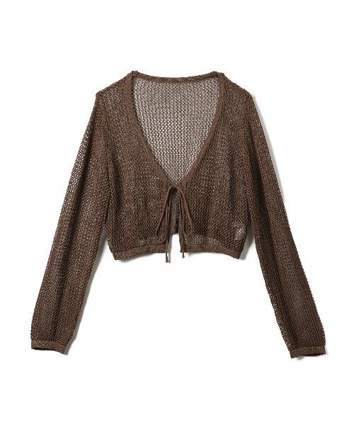 Ada.（エイダ）の「【新色追加】トレンドのショート丈 透かし編みニット メッシュ クロップド カーディガン トップス（カーディガン/ボレロ・レディース・ブラウン/ライトグリーン/アイボリー/ホワイト/ブラック/ナチュラル/ブルー系その他/ダークベージュ/グレー・FREE）」の17枚目の写真