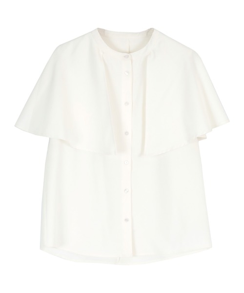 バンドカラーケープブラウス
