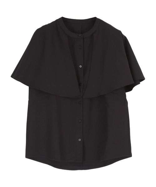 バンドカラーケープブラウス