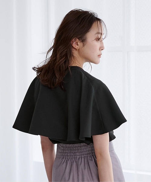 バンドカラーケープブラウス