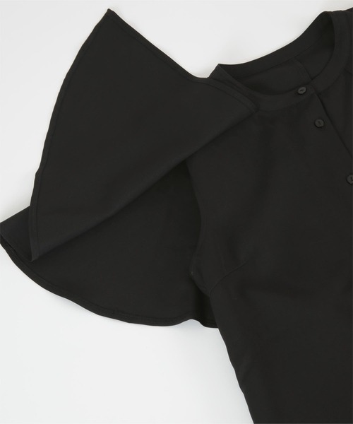 バンドカラーケープブラウス