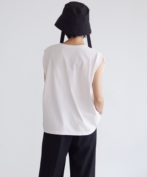 新色追加]USAコットンクールタックノースリーブTシャツ