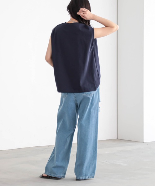 for/c（フォーシー）の「[新色追加]USAコットンクールタックノースリーブTシャツ【サスティナブル】（Tシャツ/カットソー・レディース・ブラック/ホワイト/ピンク/ライトベージュ/チャコールグレー/ライトグレー/ブラウン/ダークブラウン/ネイビー・L/M/S/LL）」の21枚目の写真