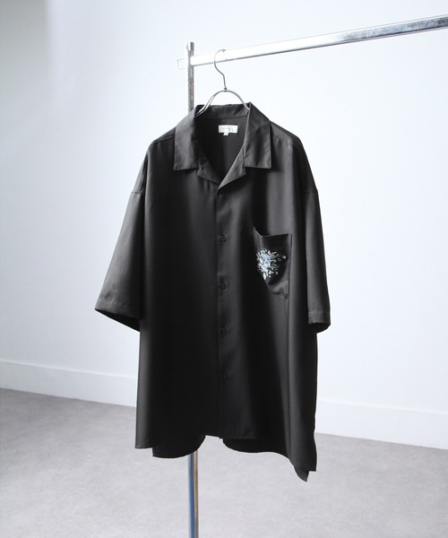 NILWAY（ニルウェイ）の「フラワー刺繍オーバーサイズオープンカラーシャツ（シャツ/ブラウス・メンズ・ブラック/ブルー/ホワイト/ライトグレー/ネイビー・MEDIUM/LARGE）」の19枚目の写真