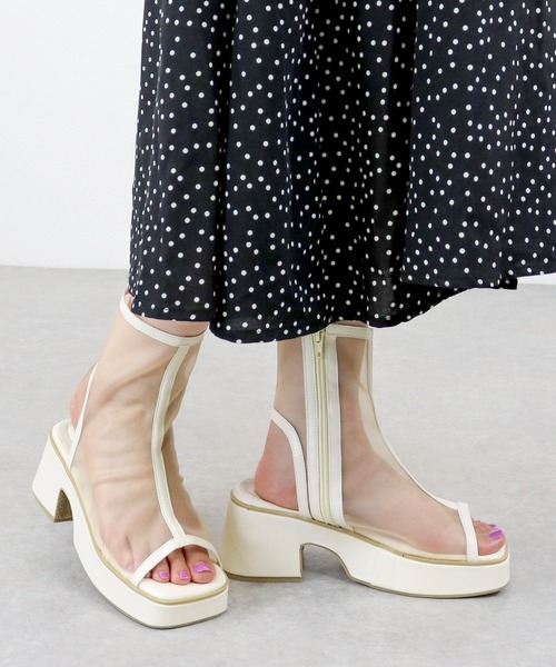 LOVEHUNTER(ラブハンター)の「+7cm スクエア厚底ショートブーツサンダル(サンダル・レディース・ブラック/アイボリー/アイボリー系1/ブラック系1・LL/S/M/L)」の19枚目の写真