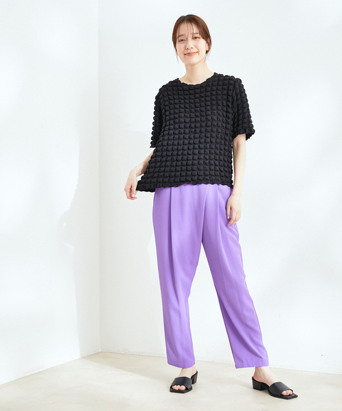 Jayro（ジャイロ）の「カッシュクールテーパードパンツ（スラックス・レディース・ブラック/サックスブルー/ベージュ/パープル・FREE）」の11枚目の写真