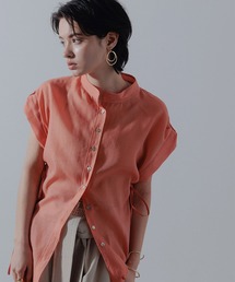 バックスリットシアーハイネックブラウス