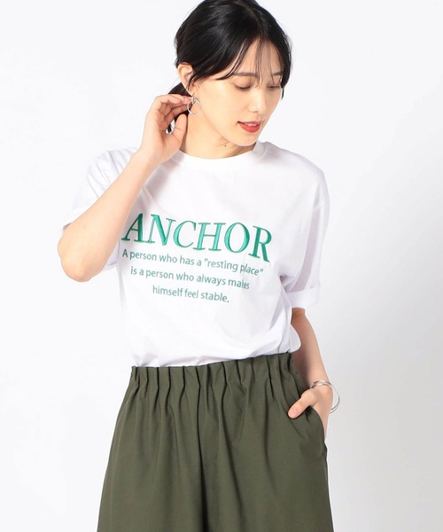 Grand PARK（グランドパーク）の「厚盛り 刺繍ロゴTシャツ（Tシャツ/カットソー・レディース・ホワイト×グリーン/ホワイト×レッド/アッシュグレー・FREE）」の2枚目の写真