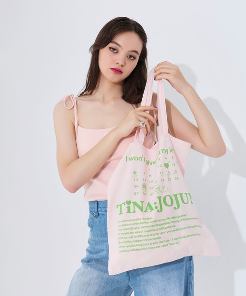 TINA:JOJUN(ティーナジョジュン)の「オリジナルプリント トートバッグ TINA:JOJUN(トートバッグ・レディース・アイボリー/ベビーピンク/ライトパープル・F)」の18枚目の写真