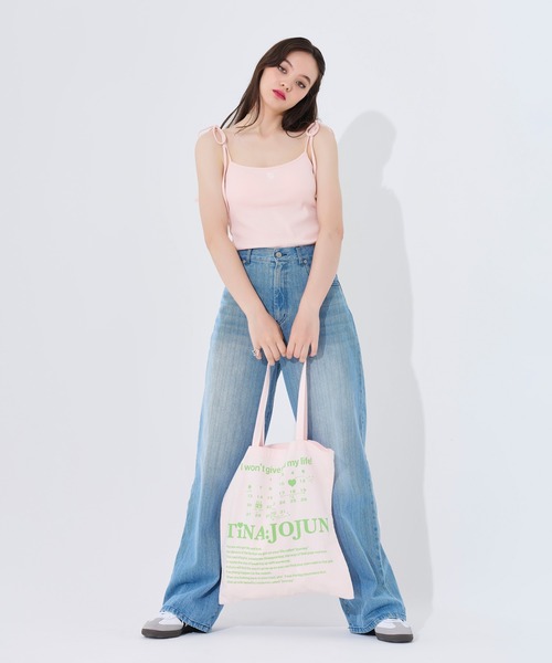 TINA:JOJUN(ティーナジョジュン)の「オリジナルプリント トートバッグ TINA:JOJUN(トートバッグ・レディース・アイボリー/ベビーピンク/ライトパープル・F)」の5枚目の写真