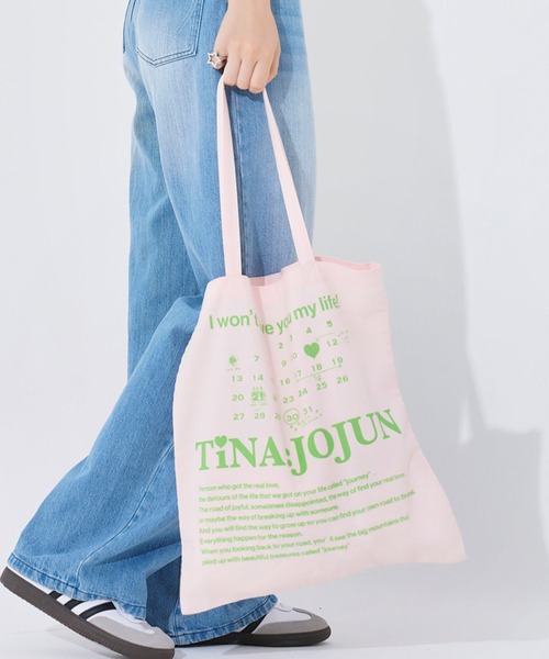 TINA:JOJUN(ティーナジョジュン)の「オリジナルプリント トートバッグ TINA:JOJUN(トートバッグ・レディース・アイボリー/ベビーピンク/ライトパープル・F)」の19枚目の写真